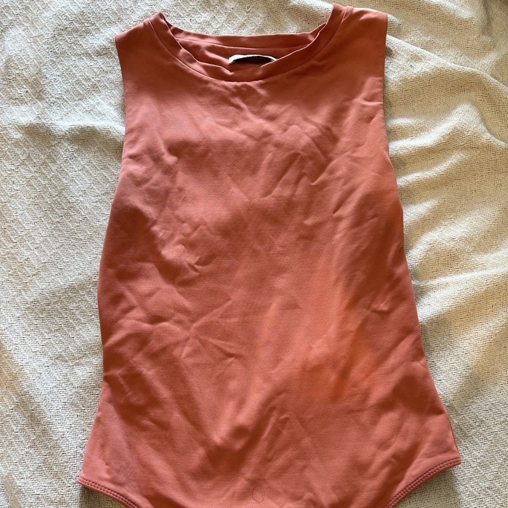 Babaton Coral Pink Bodysuit Sleeveless